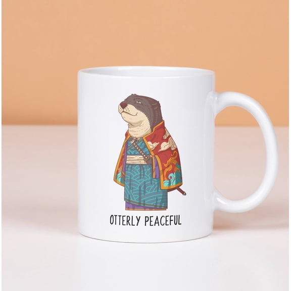 Otterly Peaceful Mug, Otter Coffee Mug, Zen Gift, Animal Buddhist Mug, Spiritual Gift, Japan Lover Mug Gift, Ceramic Mug 11oz