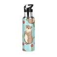 thumbnail image 1 of Otters Cherries with Leaves Sports Bottle with Straw Stainless Steel Water Jug Portable Thermal Cup Leak-proof 1000ML, 1 of 9