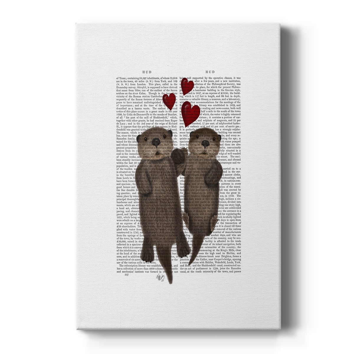 Otters Holding Hands Premium Gallery Wrapped Canvas - Ready to Hang