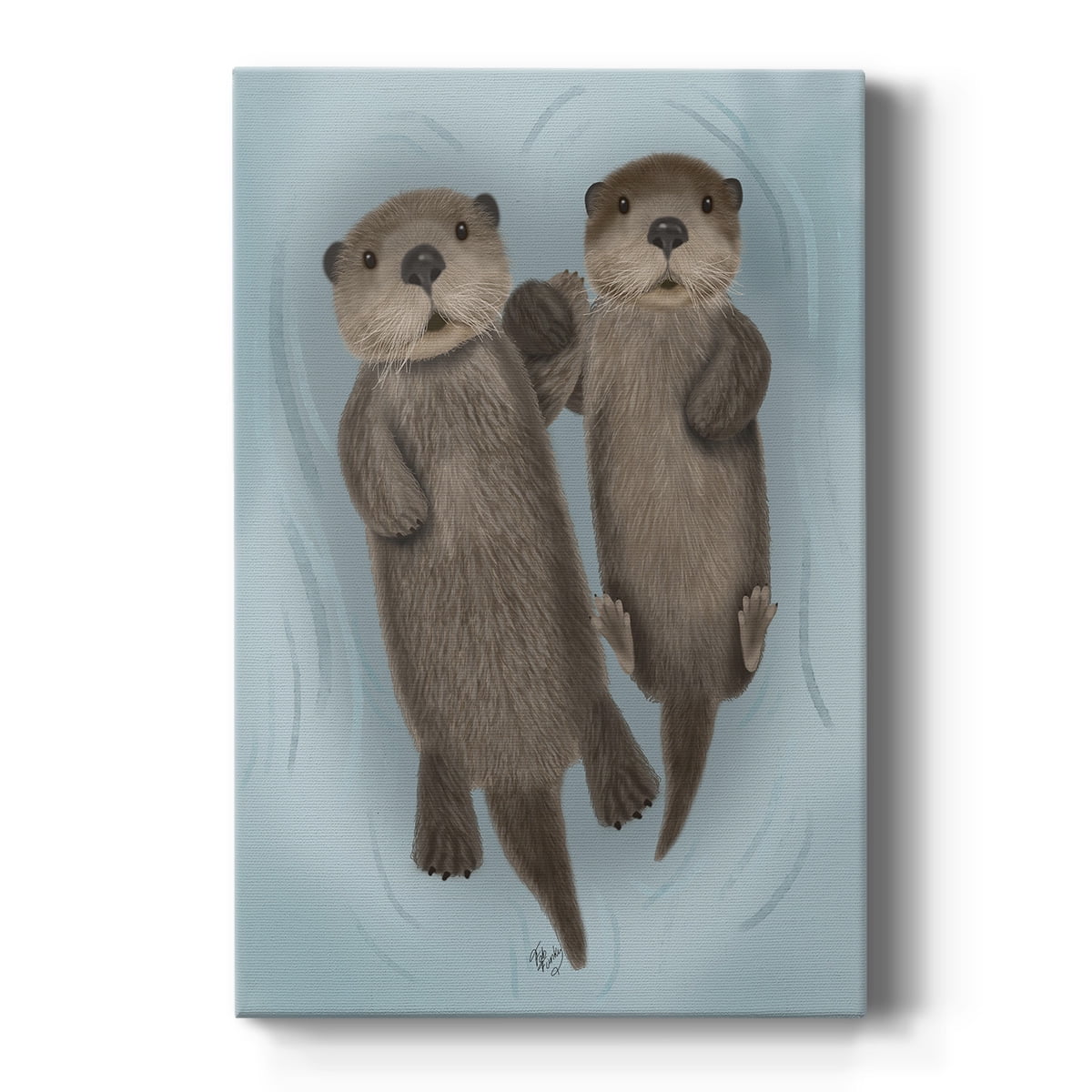 Otters Holding Hands Premium Gallery Wrapped Canvas - Ready to Hang