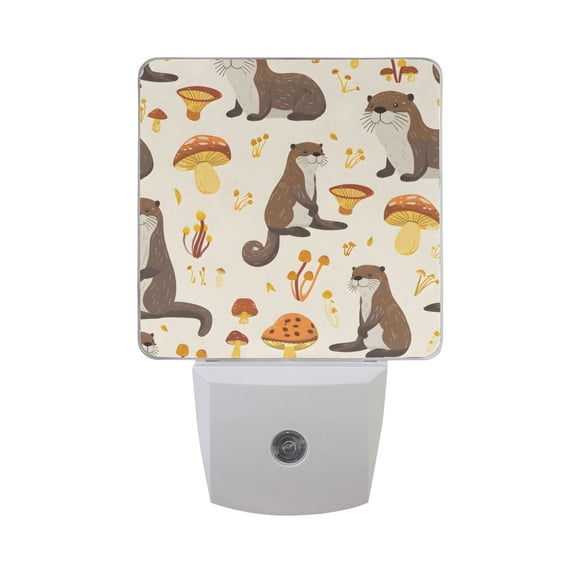 Otters Mushrooms Grass LED Night Light with Smart Sensor Plug Into Wall Dusk to Dawn 2 packs