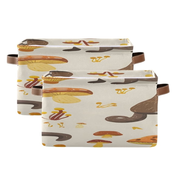 Otters Mushrooms Grass Square Storage Bins with Handles Collapsible Containing Box 2 Packs