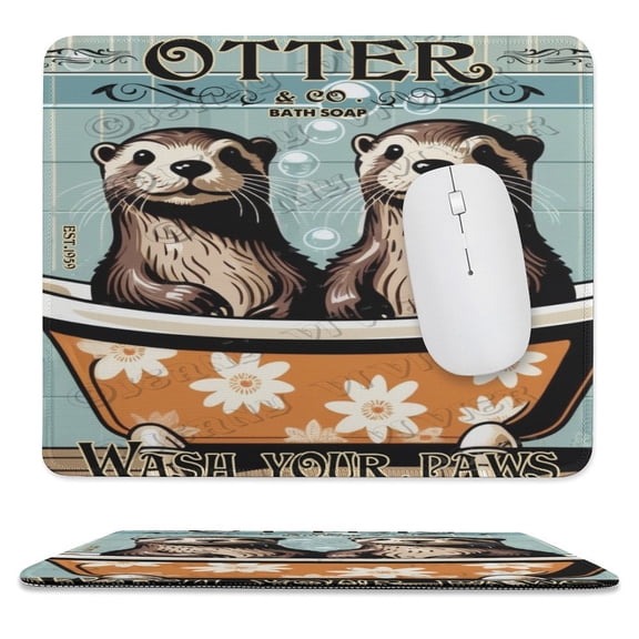 Otters Wash Your Paws Printed Mouse Pad, 10"x12", Premium Mouse pad,Non-Slip Rubber Base Mouse pad