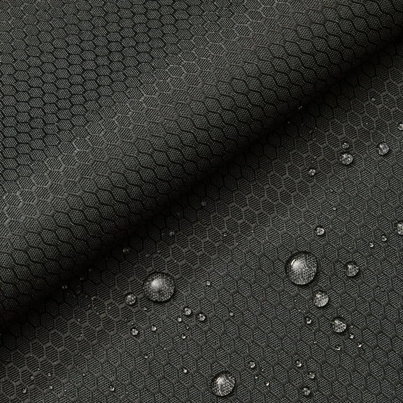 Ottertex 300D Solution Dyed PU Waterproof Hexagon Grid Ripstop fabric - Black 60/61" By The Yard