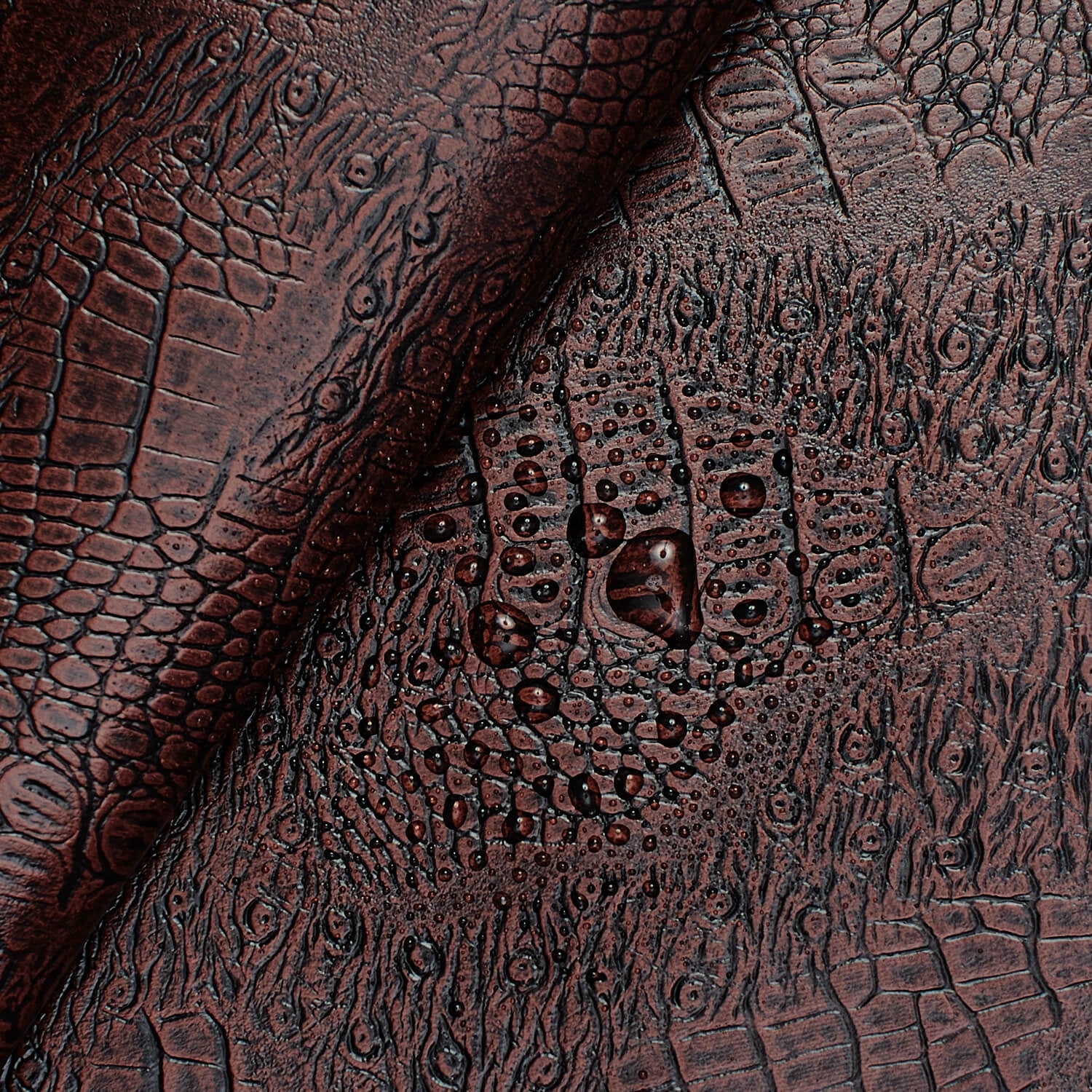 Ottertex® Snakeskin Vinyl Leather 56” PVC Polyester Waterproof Fabric By The Yard - Brown (1 Yard)