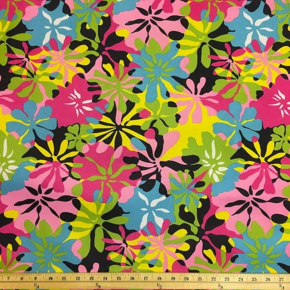 Ottertex Printed Canvas Fabric Waterproof Outdoor 60" Wide 600 Denier Sold by The Yard (Tropical Black)