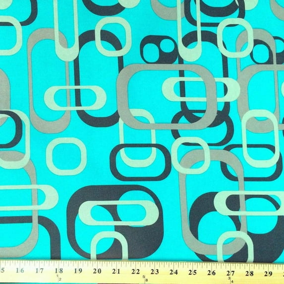 Ottertex Printed Canvas Fabric Waterproof Outdoor 60" wide 600 Denier sold by the yard (Aqua Retro)