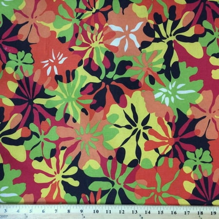 Ottertex Printed Canvas Fabric Waterproof Outdoor 60" wide 600 Denier sold by the yard (Orange Tropical)