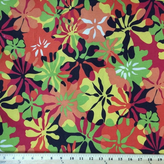 Ottertex Printed Canvas Fabric Waterproof Outdoor 60" wide 600 Denier sold by the yard (Orange Tropical)