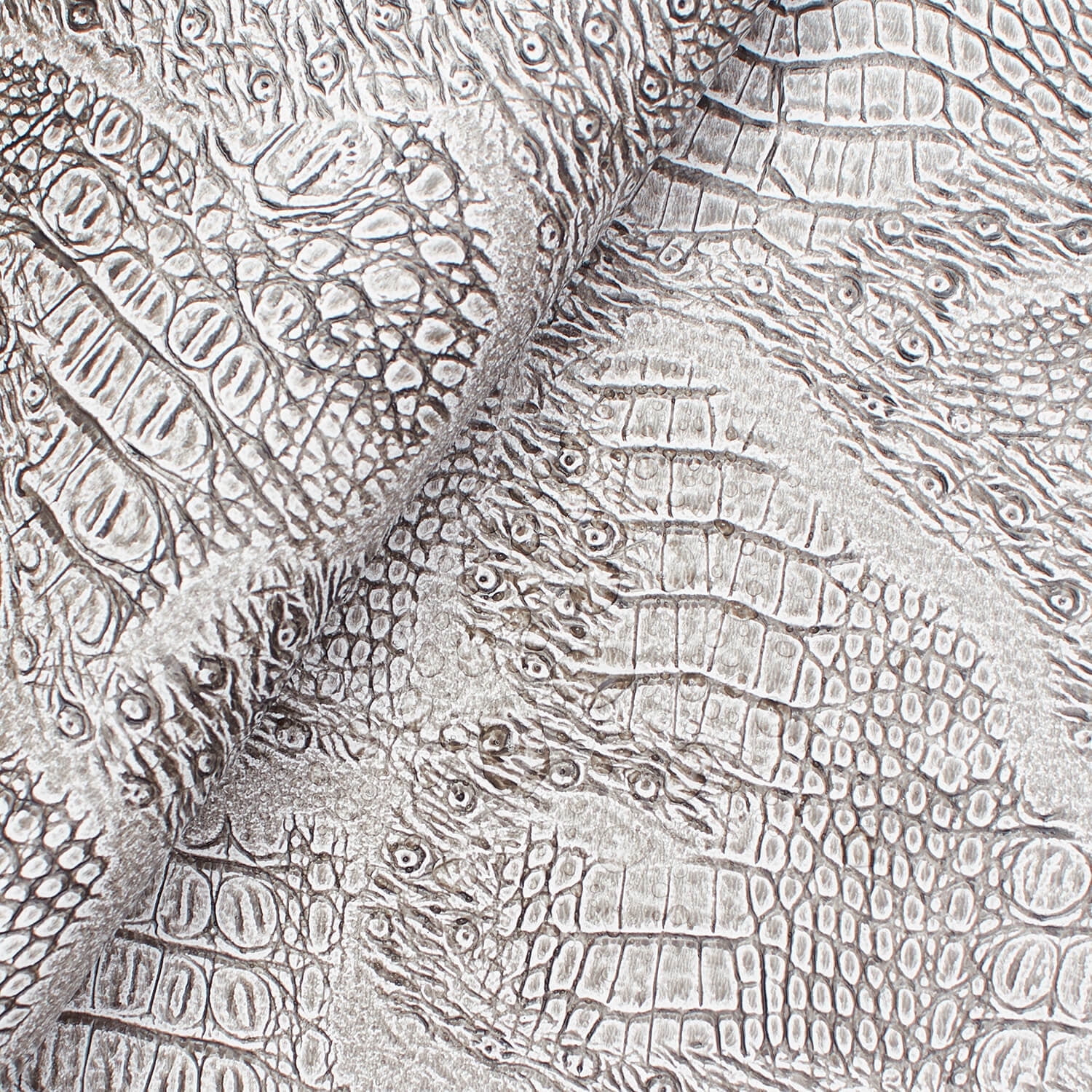 Ottertex® Snakeskin Vinyl Leather 56” PVC Polyester Waterproof Fabric By The Yard - White (1 Yard)