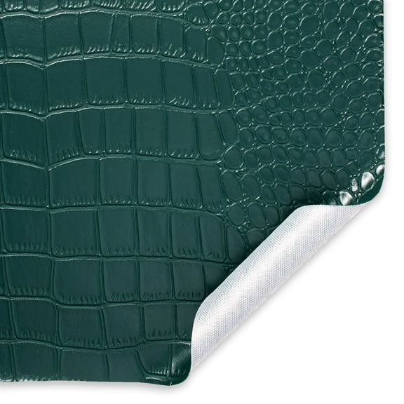 Ottertex® Vegan Alligator Leather PVC Waterproof Polyester Stretch Abrasion Resistant Vinyl Fabric By The Yard For Sewing & Upholstery (Forest Green, 1 Yard)
