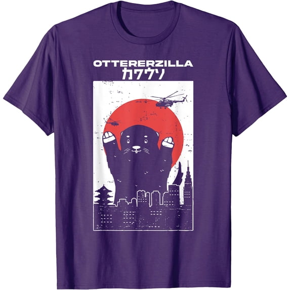 Otterzilla Funny Otter Rodent Retro Japanese Softstyle Unisex T-Shirt,Purple Color,Size 5-6T