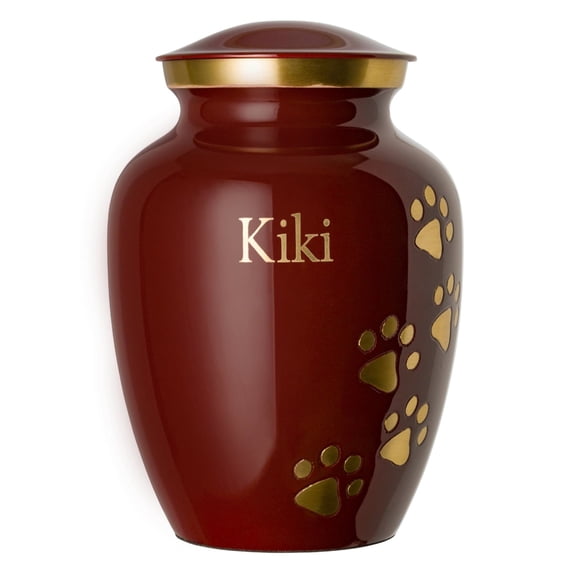 Ottillie Paws Premier Series - Large Crimson/Vertical Brass Paws with Laser Personalization