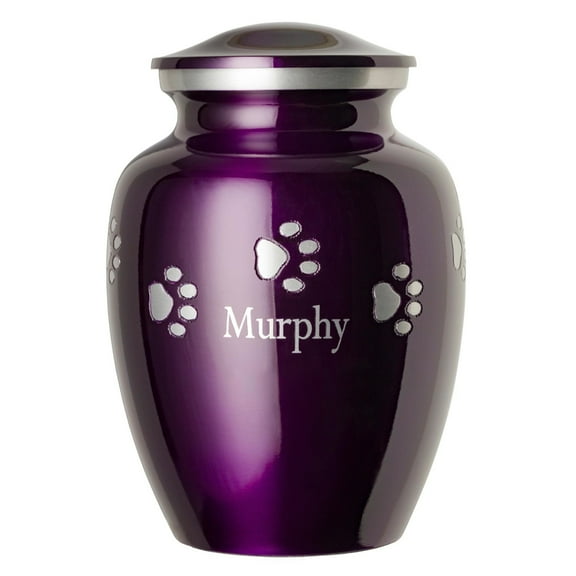 Ottillie Paws Premier Series - Medium Amethyst Purple/Horizontal Pewter Paws with Laser Personalization