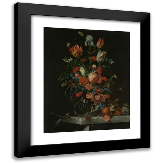 Ottmar Elliger 12x14 Black Modern Framed Museum Art Print Titled - Still Life with Flowers (1673)
