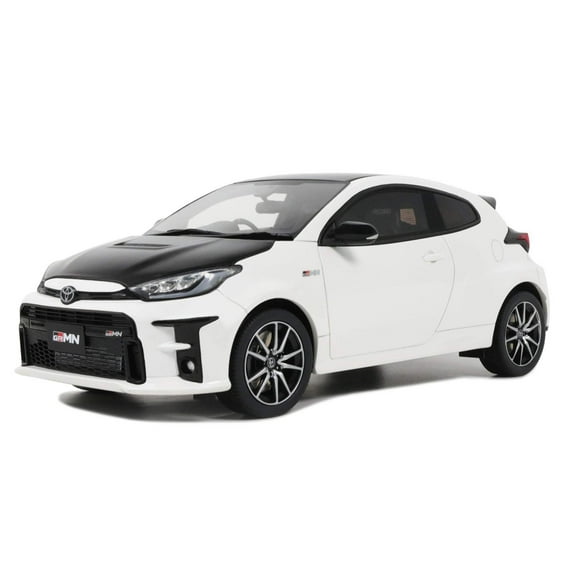 2022 Toyota GRMN Yaris RHD Platinum White Pearl with Black Hood and Top Limited Edition 1/18 Model Car by Otto Mobile
