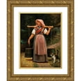 thumbnail image 1 of Otto Bache 12x14 Gold Ornate Wood Frame and Double Matted Museum Art Print Titled - A Milkmaid (1876), 1 of 4