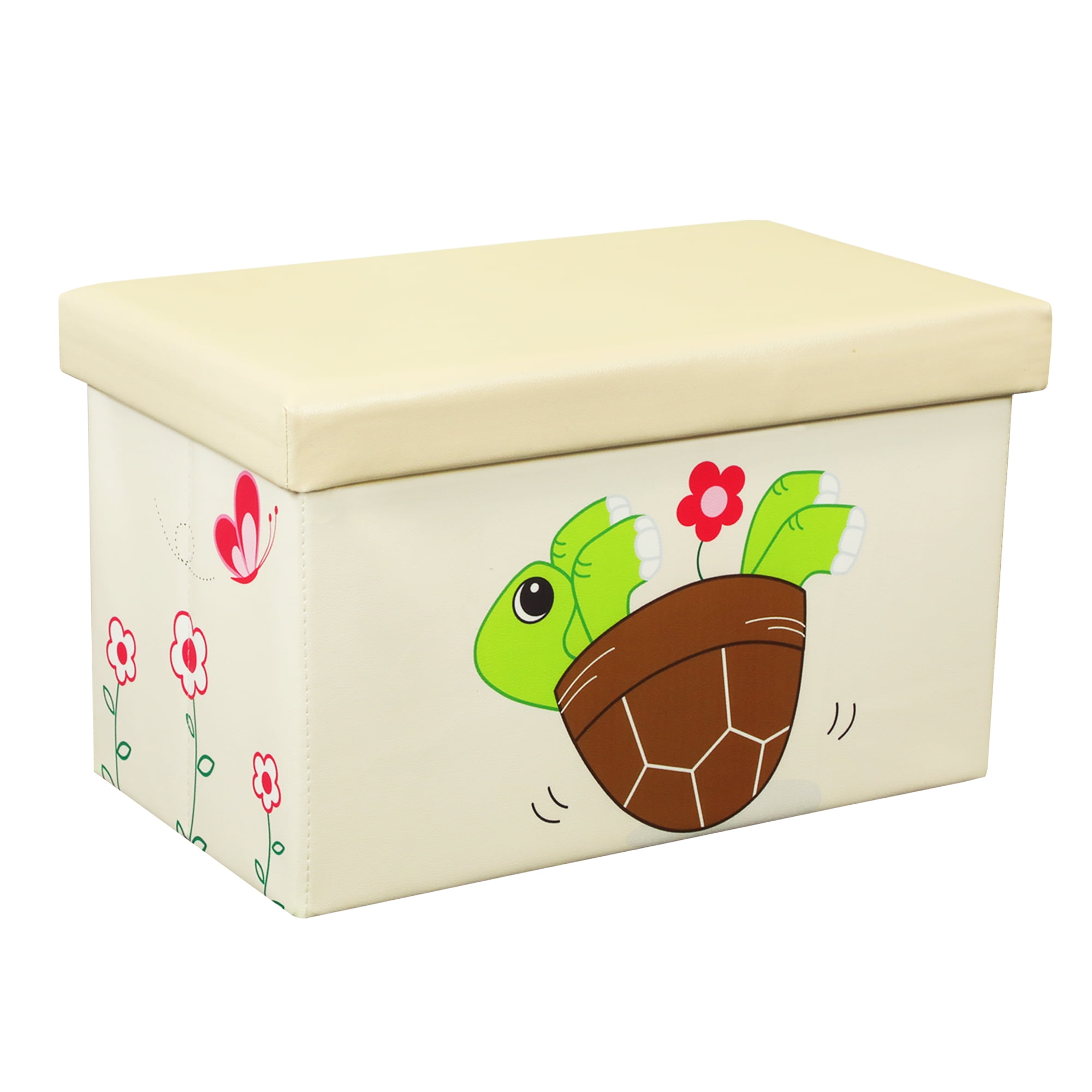 Otto & Ben 23 Inch Toy Storage Chest Organizer, Turtle and Flower