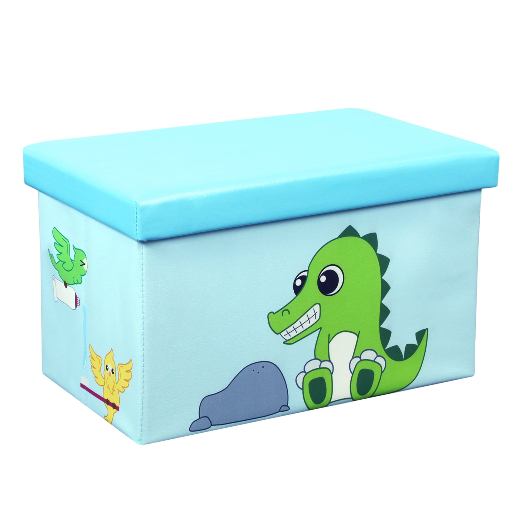 Otto & Ben Children 20" Crocodile and Bird Toy Wood Storage Chest, Multi-color