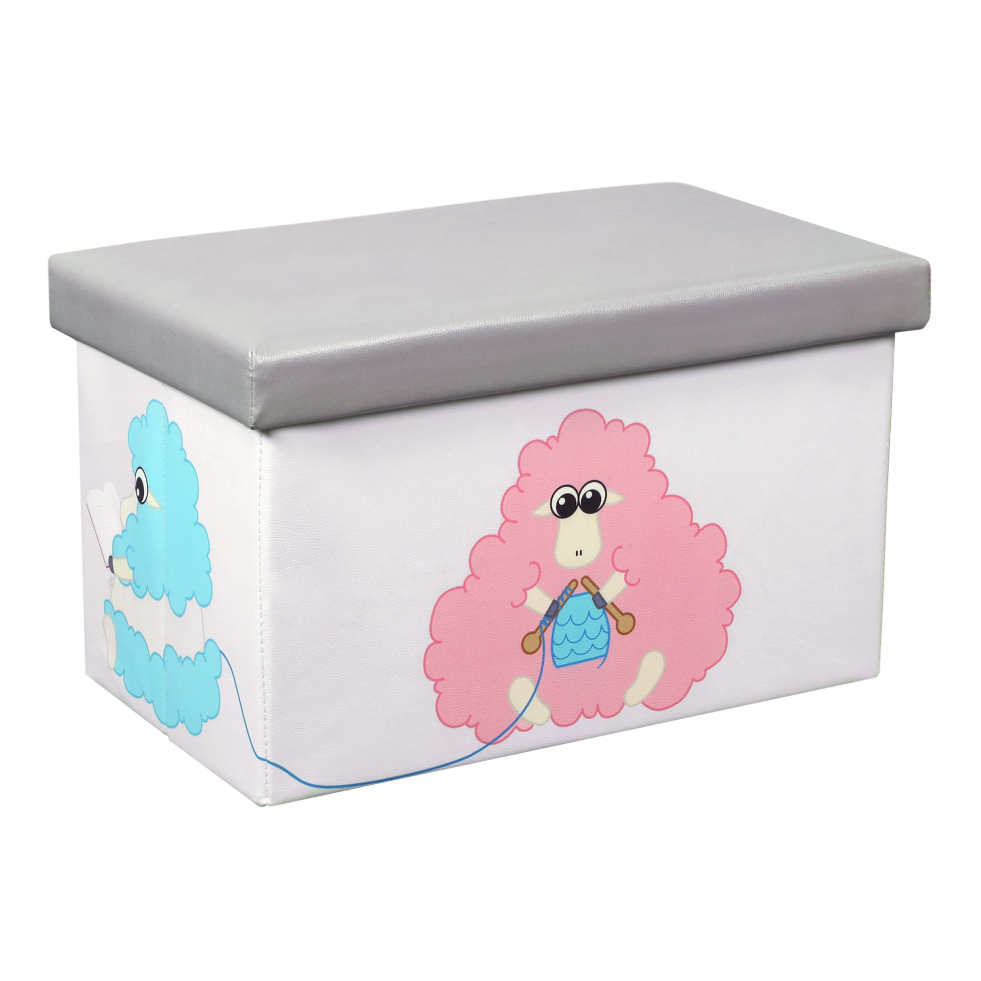 Otto & Ben Children 20" Sheep and Knitting Toy Wood Storage Chests, Multi-color