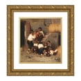 thumbnail image 1 of Otto Brandt 12x13 Gold Ornate Wood Frame and Double Matted Museum Art Print Titled - Italian Farmer Family when Storing the Heus (Approx. 1860-1880), 1 of 4