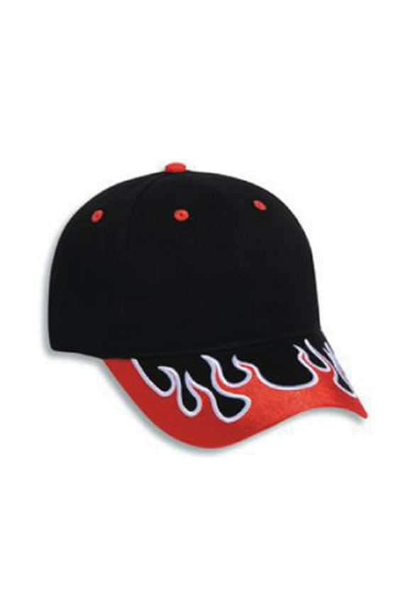 Flame Pattern Visor Brushed Cotton Twill Low Profile Style Caps - Hat / Cap for Summer, Sports, Picnic, Casual wear and Reunion etc