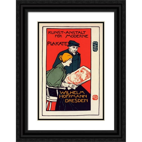 Otto Fischer 13x18 Black Ornate Wood Framed Double Matted Museum Art Print Titled - Artistic Establishment of Modern Posters (1898)
