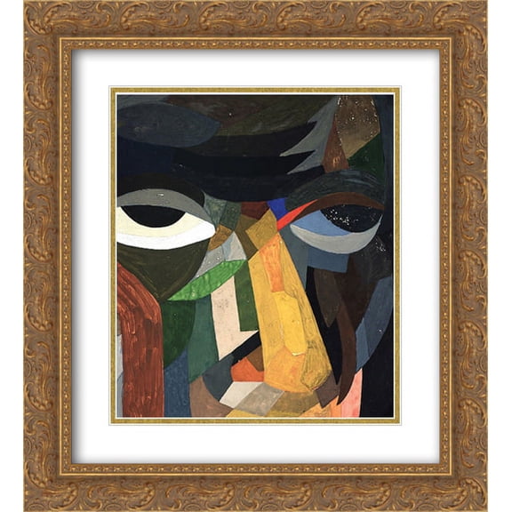 Otto Freundlich 2x Matted 20x22 Gold Ornate Framed Art Print 'Head (Self Portrait)'