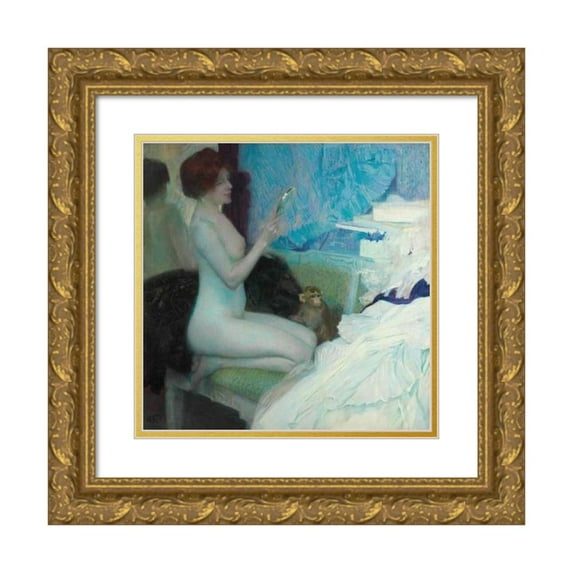 Otto Friedrich 15x15 Gold Ornate Wood Frame and Double Matted Museum Art Print Titled - Vanity