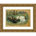 thumbnail image 1 of Otto Friedrich 18x13 Gold Ornate Wood Frame and Double Matted Museum Art Print Titled - Children's Group with Three White -Clad Nuns and a Clergyman on a Forest Meadow in the Sun (1893), 1 of 4