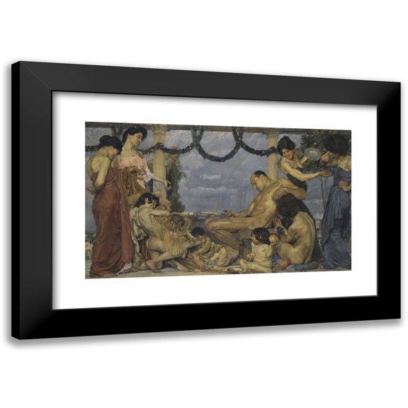 Otto Greiner 14x10 Black Modern Framed Museum Art Print Titled - Hercules at Omphale