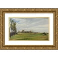 thumbnail image 1 of Otto Haslund 14x10 Gold Ornate Wood Frame and Double Matted Museum Art Print Titled - A Bornholmish Paddock (1871), 1 of 4