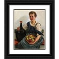 thumbnail image 1 of Otto Keck 12x14 Black Ornate Wood Framed Double Matted Museum Art Print Titled: Girls with Fruit Basket and Wine Bottle (1930), 1 of 5