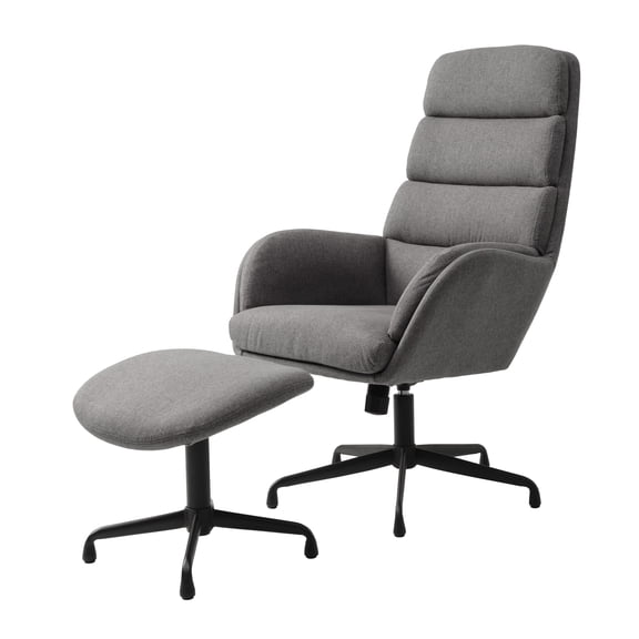 Otto Modern Fabric Recliner with Footrest in Deep Grey Boucle