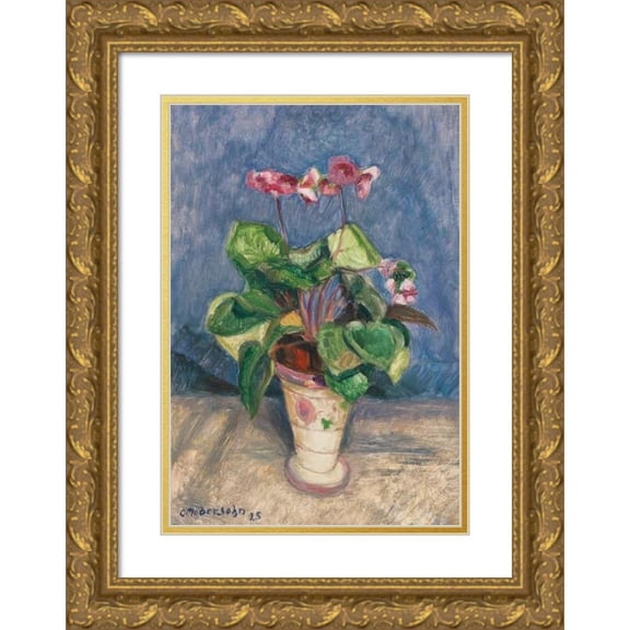 Otto Modersohn 14x18 Gold Ornate Wood Frame and Double Matted Museum Art Print Titled - Flowering Alpine Veil (1925)