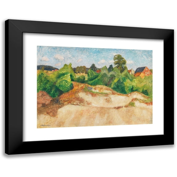 Otto Modersohn 18x14 Black Modern Framed Museum Art Print Titled - Summer Dune Landscape in Quelkhorn Near Fischerhude (1925)