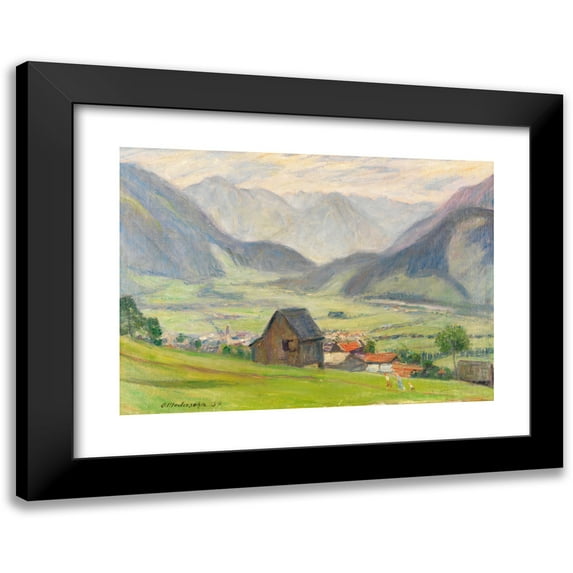 Otto Modersohn 24x18 Black Modern Framed Museum Art Print Titled - View into the Valley (Hindelang) (1934)