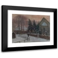 thumbnail image 1 of Otto Modersohn 24x19 Black Modern Framed Museum Art Print Titled - Winter Evening, Fischerhuder Church with Heimathaus (1940), 1 of 5