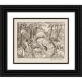 thumbnail image 1 of Otto Mueller 14x12 Black Ornate Wood Framed Double Matted Museum Art Print Titled: Two Figures on Waldbach 2 (Forest Landscape) (1921), 1 of 5
