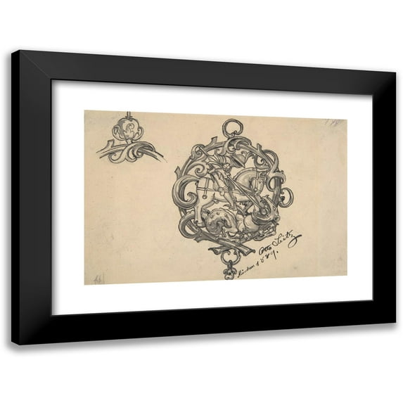 Otto Seitz 18x13 Black Modern Framed Museum Art Print Titled - Design for a Pendant with St. George and the Dragon (1889)