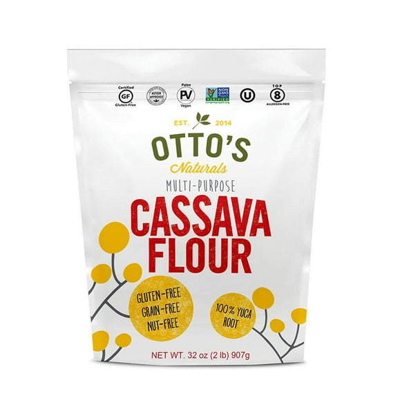 Otto's Naturals 2lb Cassava Flour - Grain-Free, Gluten-Free Baking Flour - Made From 100 % Yuca Root - Certified Paleo & Non-GMO Verified All-Purpose Wheat Flour Substitute