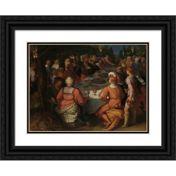 Otto van Veen 18x14 Black Ornate Wood Framed Double Matted Museum Art Print Titled - The Conspiracy of Julius Civilis and the Batavians in a Sacred Grove (1600 - 1613)