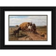 thumbnail image 1 of Otto von Thoren 24x17 Black Ornate Framed Double Matted Museum Art Print Titled: A Donkey on the Country Road (1866), 1 of 5