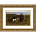 thumbnail image 1 of Otto von Thoren 24x17 Gold Ornate Framed and Double Matted Museum Art Print Titled - Shepherds in a Further Pussia Landscape, 1 of 4