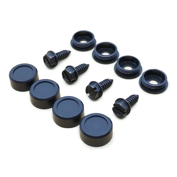 OttoSpeed License Plate Screws with Threaded Screw-On Covers, Black