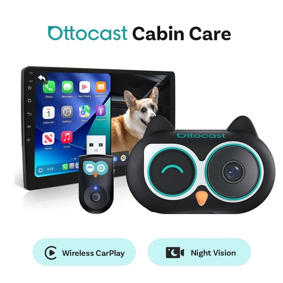 Ottocast Cabin Care Baby Car Camera 1080P HD Rear Camera, Wireless CarPlay Adapter , with Split-Screen