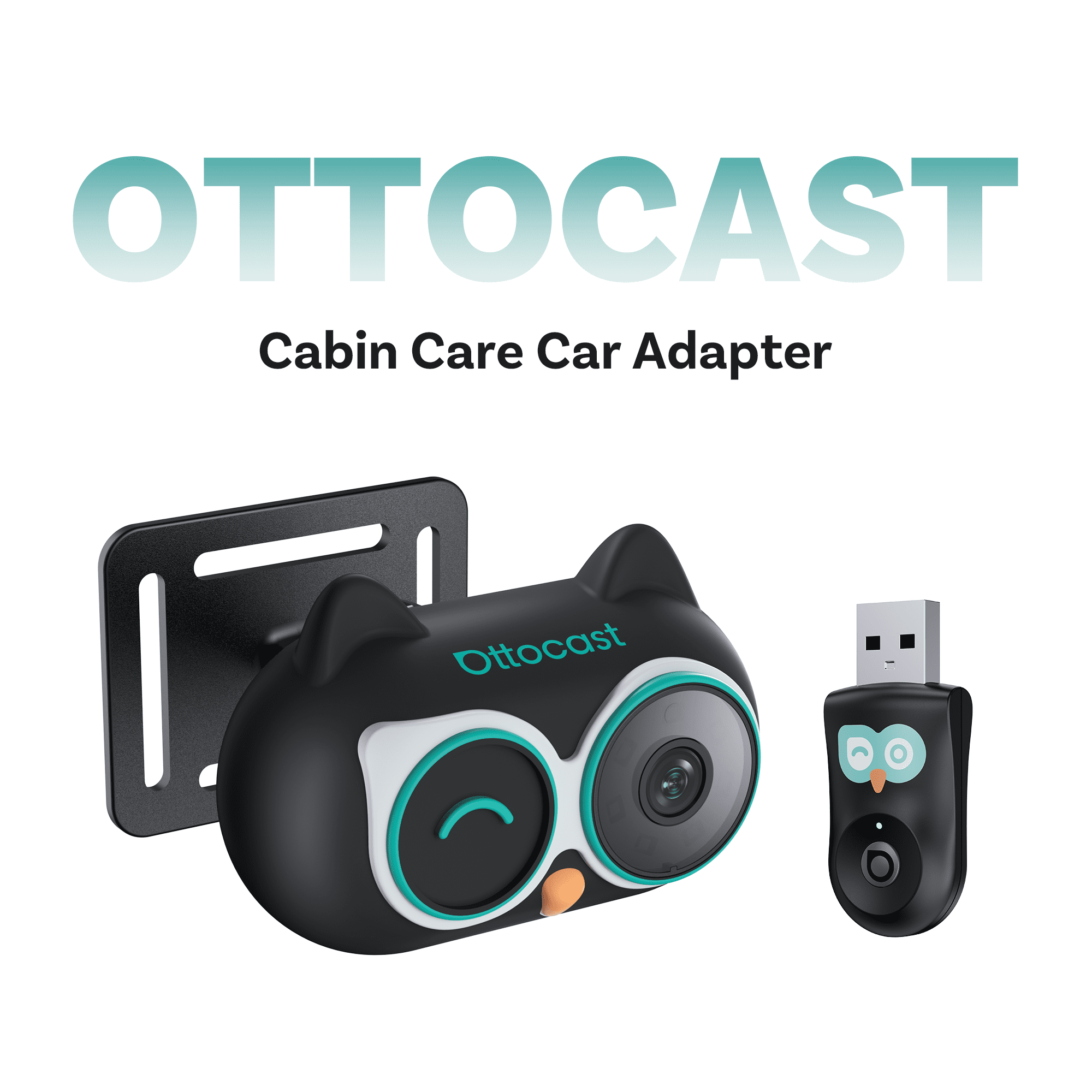 Ottocast Cabin Care Wireless CarPlay Adapter with 1080P Rear Seat Baby Camera and Night Vision, 150° Wide Angle, Real-Time Rear Seat View, Easy Installation