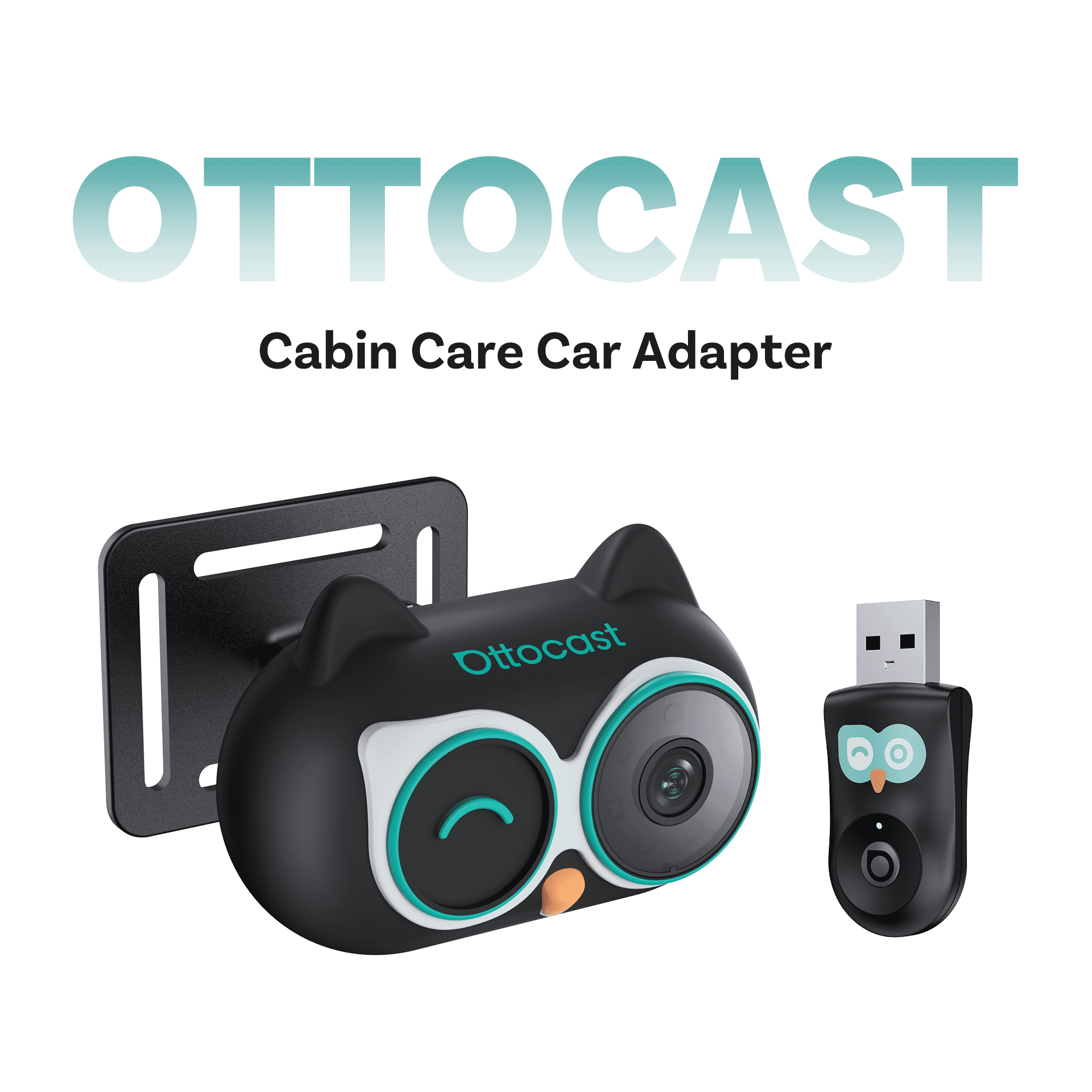 Ottocast Cabin Care Wireless CarPlay Adapter with 1080P Rear Seat Baby Camera and Night Vision, 150° Wide Angle, Real-Time Rear Seat View, Easy Installation