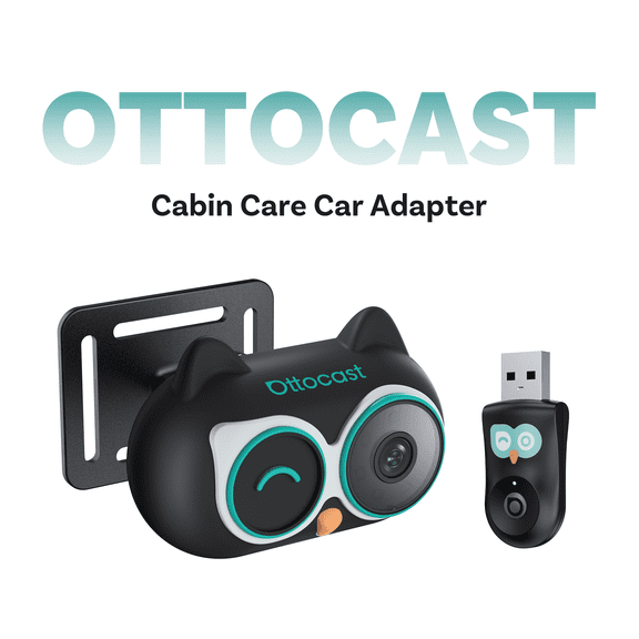 Ottocast Cabin Care Wireless CarPlay Adapter with 1080P Rear Seat Baby Camera and Night Vision, 150° Wide Angle, Real-Time Rear Seat View, Easy Installation