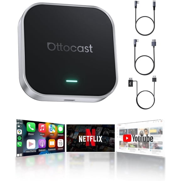 Ottocast E2 Ottoaibox Android 13 Smart AI Box Wireless CarPlay & Android Auto, with Smart Button, 4+64G, with Split-Screen Function